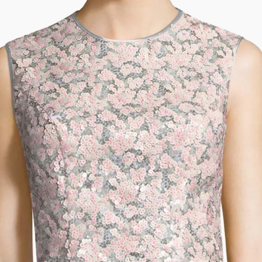 MILLY "Irene" Pink/Gray Sequin Top Sz 4